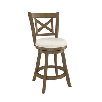Anapaola Swivel Upholstered Counter Stool with Solid Wood Frame