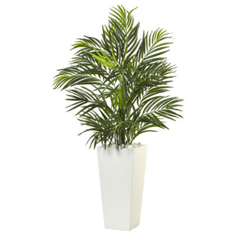39in Areca Artificial Palm in White Square Planter