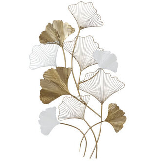 Gold Metal Leaf Wall Decor with White Accents 25 x 2 x 40
