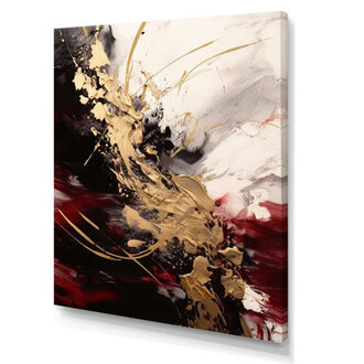 Gold and Red Fluid Fusion I - Abstract Wall Art