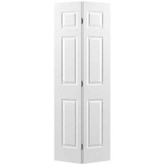 Paneled Manufactured Wood Hollow Primed Textured 6-Panel Bi-fold Door