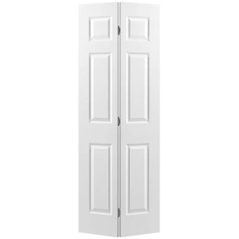 Paneled Manufactured Wood Hollow Primed Textured 6-Panel Bi-fold Door