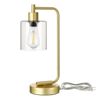 Curved Arch Design Touch Control Table Lamp with Dual USB Ports Dimmable LED Bulb Included