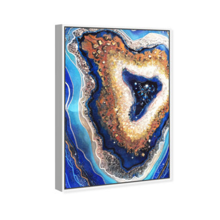 Abstract Blue Diamond Modern  Contemporary Blue - Graphic Art on Canvas