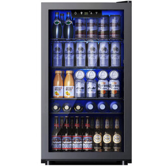 Simzlife 173 W 130 Cans 12oz 32 Cubic Feet Freestanding Beverage Refrigerator with Glass Door