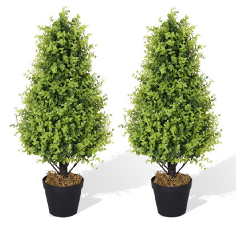 Artificial Boxwood Topiary Faux Boxwood Cone In Pot UV