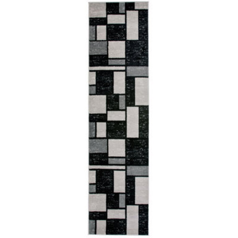 Arnaldur Geometric BlackGrayWhite Area Rug