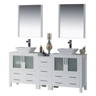 Mance 72375 Double Bathroom Vanity with Ceramic Top