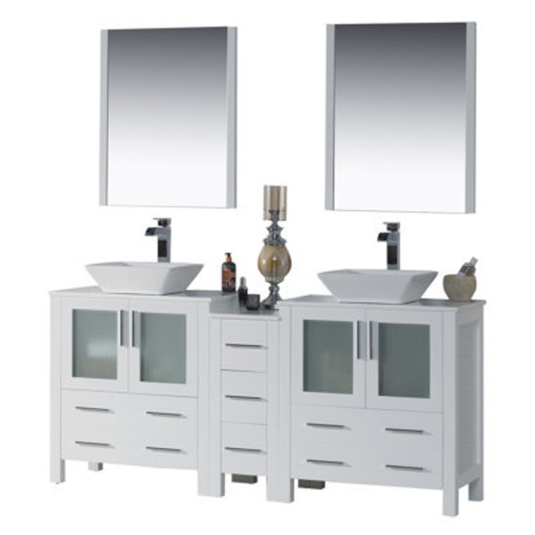 Mance 72375 Double Bathroom Vanity with Ceramic Top