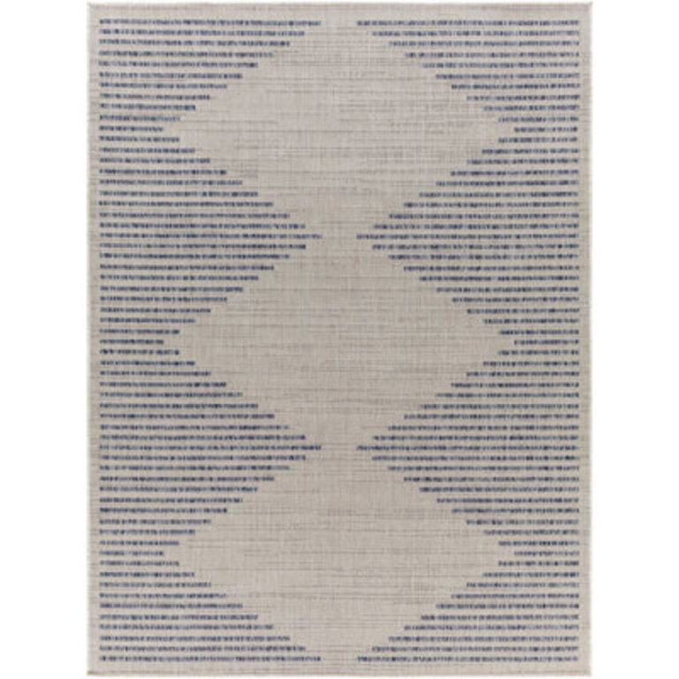 Calliah Striped Polypropylene Area Rug in BlueCream