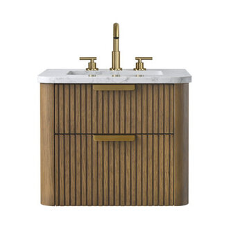 Liljan 24 Wall-Mounted Single Bathroom Vanity with Engineered Stone Top