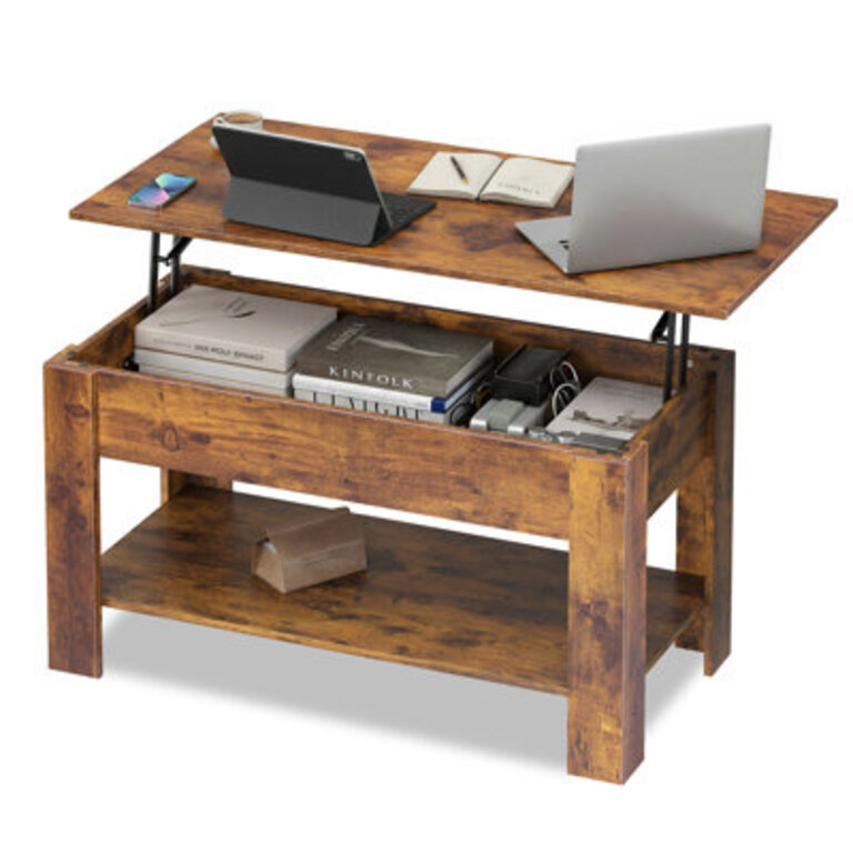 Auddis Modern 39 Lift Top Coffee Table with Storage Shelf