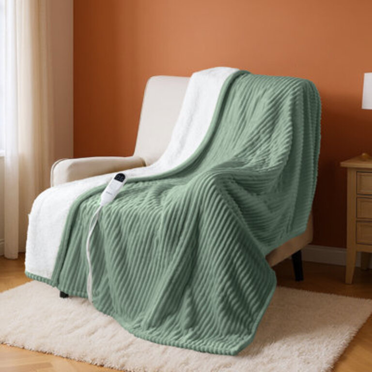 Cozy Winter Collection Electric Blanket Ribbed Heated Blanket Fast Heating GentleSoft