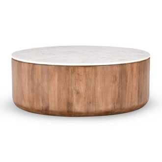 Cornelius Wood and Marble Round Coffee Table