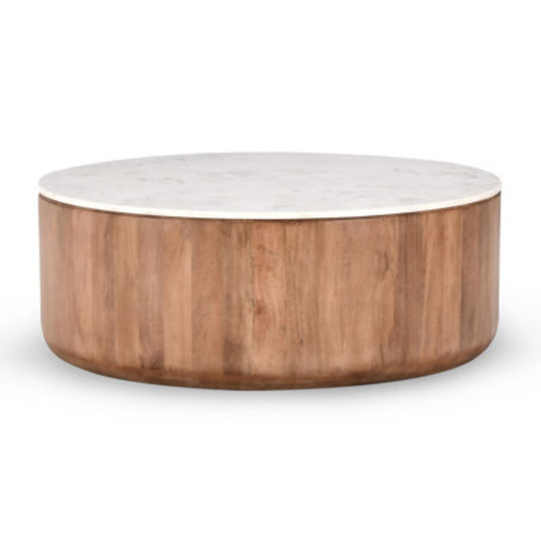Cornelius Wood and Marble Round Coffee Table