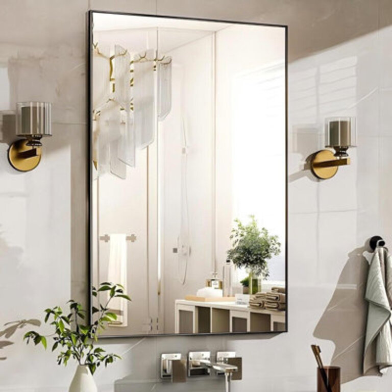 Idina Aluminum Framed Rectangle Wall Bathroom Mirror