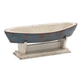 Wooden Sail Boat Decorative Blue Sculpture