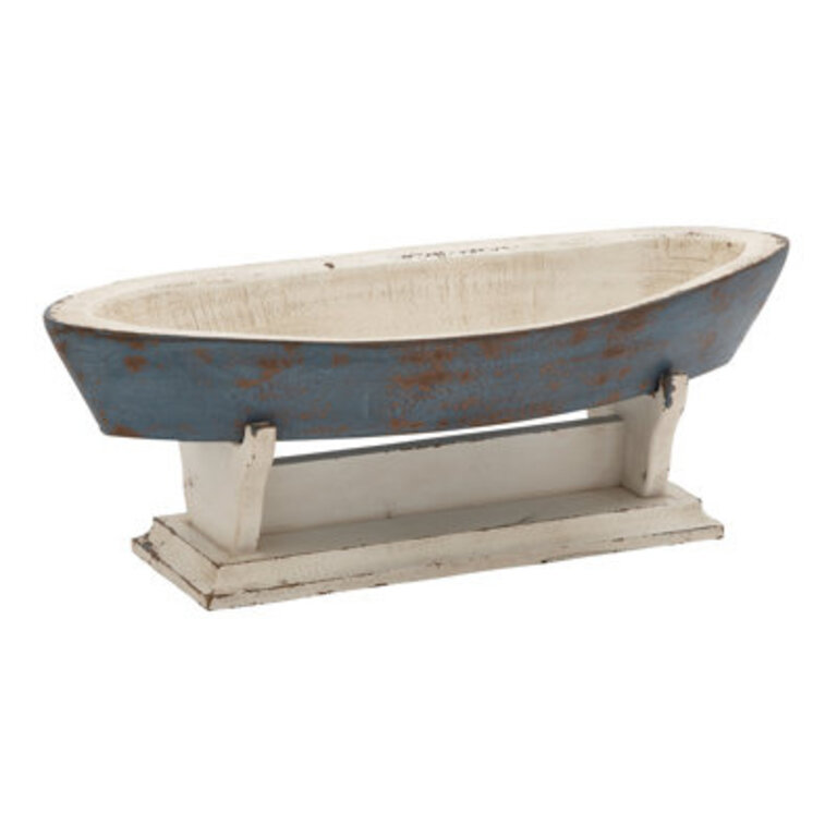 Wooden Sail Boat Decorative Blue Sculpture