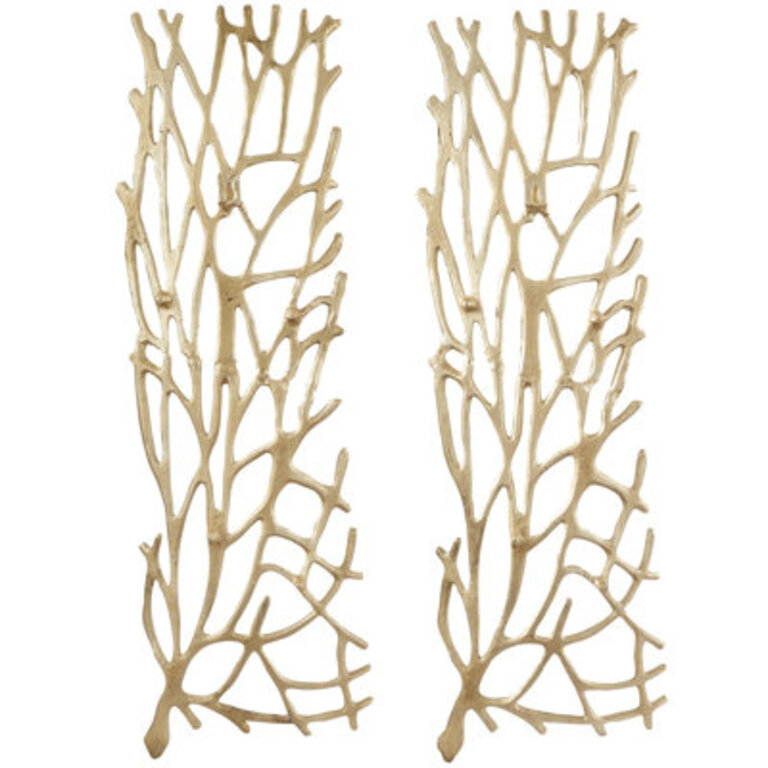 Set of 2 Metal Coral Inspired Wall Decor