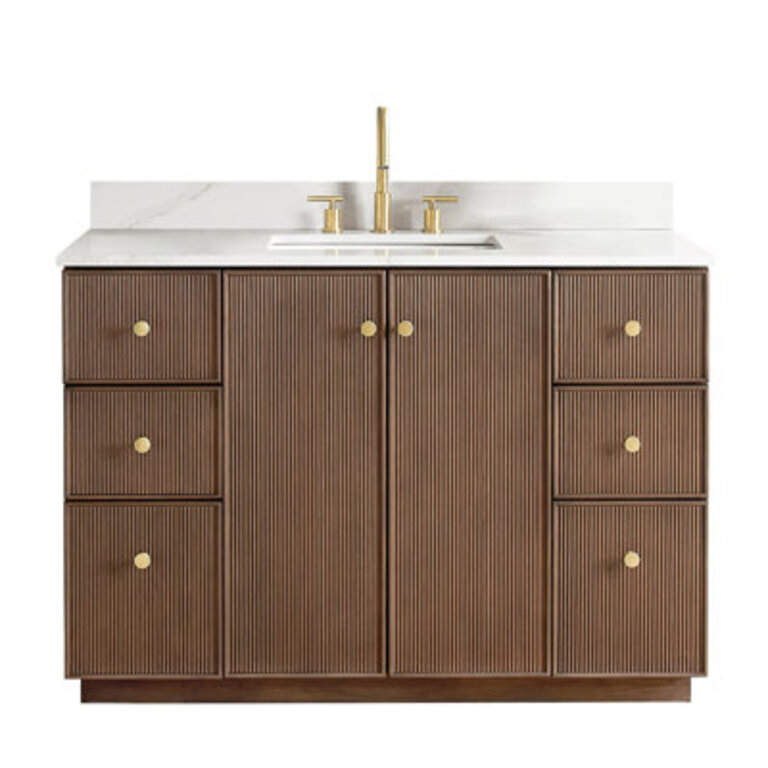 Waubun Rally 48 Free Standing Single Bathroom Vanity with Calacatta Quartz Top