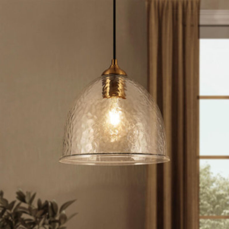 Meya 1 - Light Large Dome Textured Glass Pendant