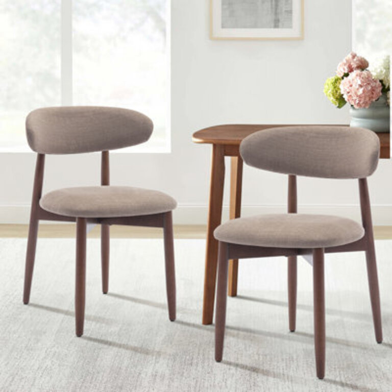 Set of 2 Upholstered Solid Wood Dining Chairs