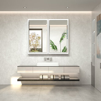 Lunara Recessed  Surface Framed 2 Door Medicine Cabinet with Mirror and Shelves