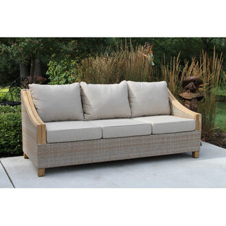 Carlton 78 Wide Straight Premium All-Weather Wicker Patio Sofa with Sunbrella Cushions