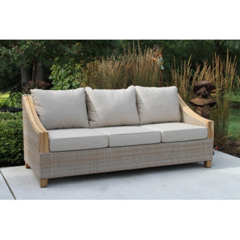 Carlton 78 Wide Straight Premium All-Weather Wicker Patio Sofa with Sunbrella Cushions