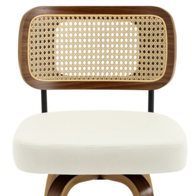 Julieza Swivel Upholstered Rattan Back Counter  Bar Stool