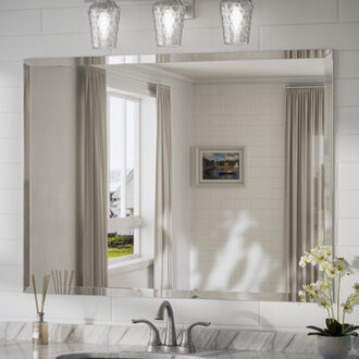 Janica Shatterproof Beveled Frameless Bathroom Vanity Mirror