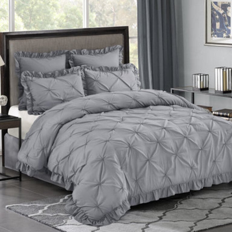 5 Piece Romantic Princess Pintuck Comforter Set