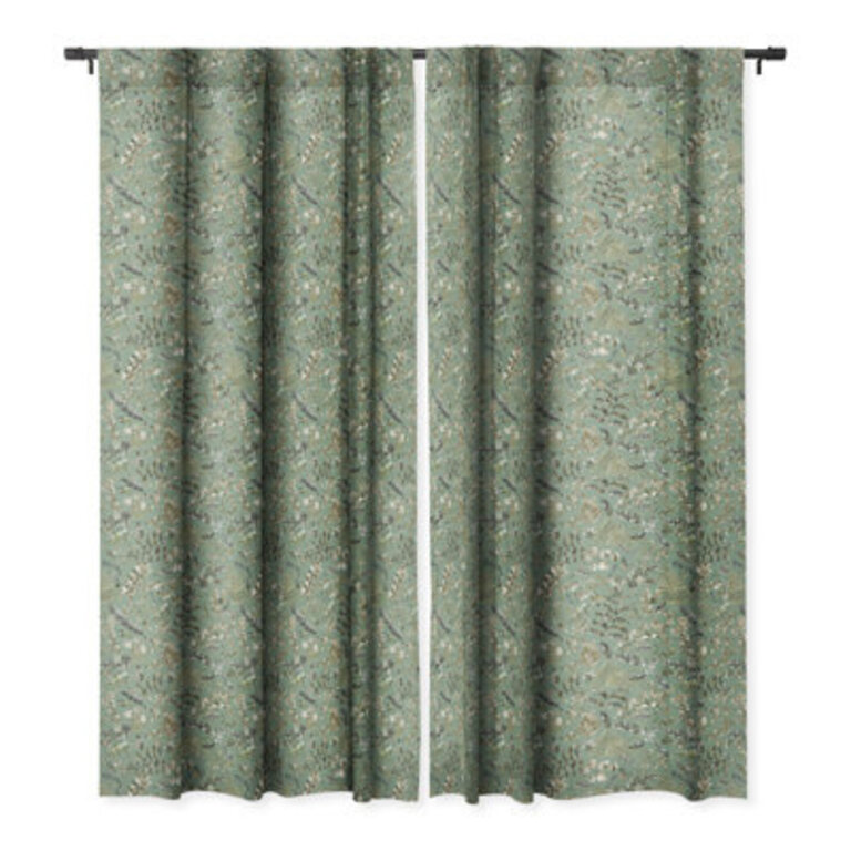 Ninola Design Botanical Plants Bio Green 1pc Blackout Window Curtain Panel