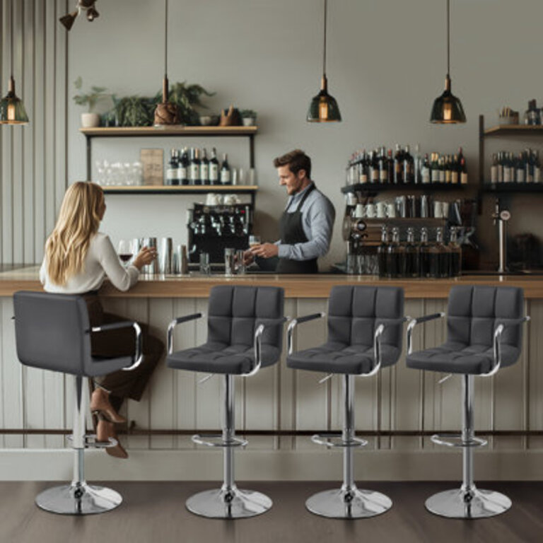 Pete Swivel Upholstered Adjustable Height Counter Stool with Metal Frame