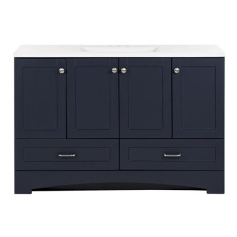Emlyn 48 Single Bathroom Vanity with 3 Cabinets 2 Drawers and Cultured Marble Vanity Top