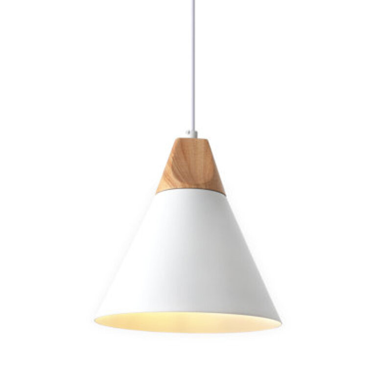 Hinsinger 1-Light 94 Wide Single Cone Kitchen Island Pendant Light with Wood Accents