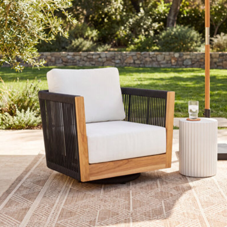 Aniston Teak Swivel Patio Chair with Sunbrella Cushions