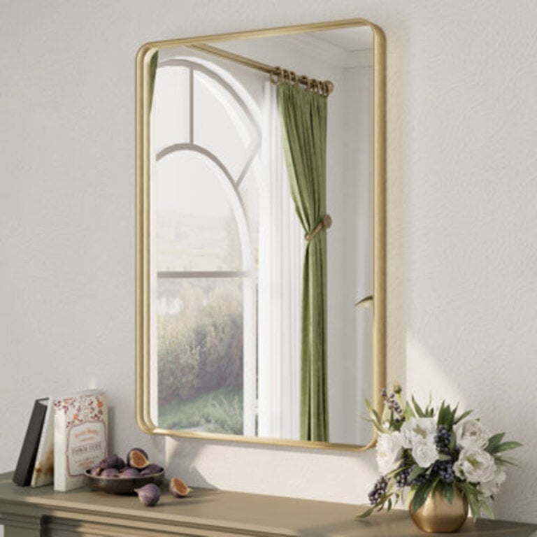 Aevar Tempered Glass and Aluminum Alloy Framed French Cleat Mounted Wall Mirror