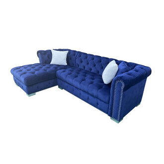 102 Wide Velvet Stationary Sofa  Chaise Sectional