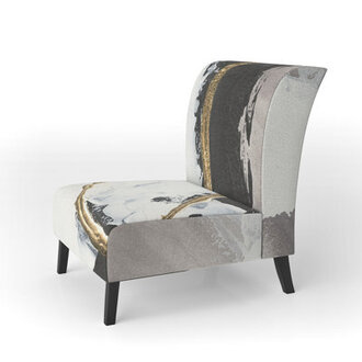 Glam Painted Arcs II - Transitional Upholstered Slipper Chair