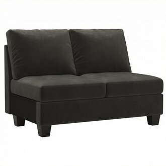 Eyram Velvet 4-Seat Modular Sofa in Grey