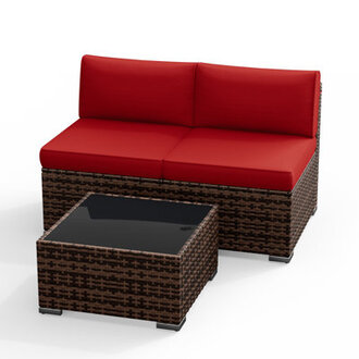Comanche 263 H 3-Piece Outdoor Seating Group with PE Wicker and Steel Frame