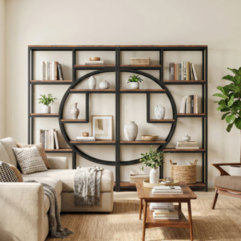 Oscer Industrial 5 Tier Etagere Bookcase