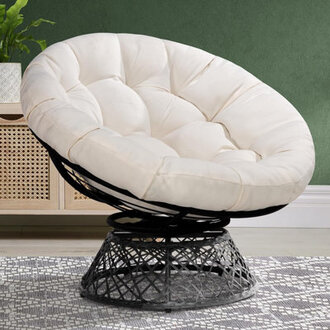 Ariyelle Swivel Papasan Accent Chair with Extra Thick Cushion for Ultimate Comfort