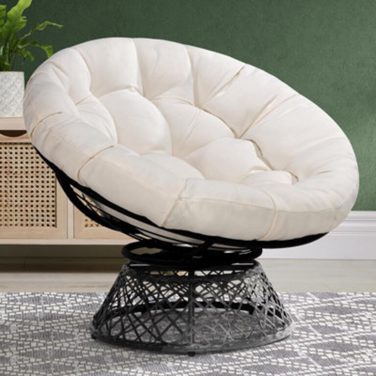 Ariyelle Swivel Papasan Accent Chair with Extra Thick Cushion for Ultimate Comfort