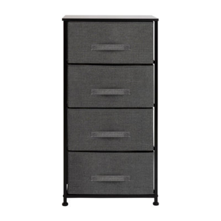 Colne 4 Drawer Vertical Storage Dresser with Wood Top  Fabric Pull Drawers