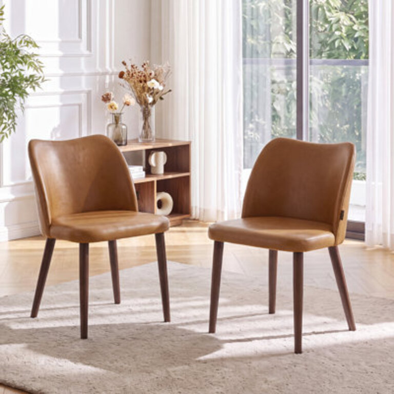Upholstered Solid Wood Small Dining Chairs - Ergonomic Curve  Plush Padding for Multiple Spaces