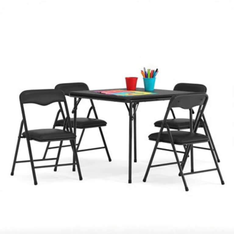 Simra Kids 5-Piece Vinyl Folding Daycare Table and Chairs Set