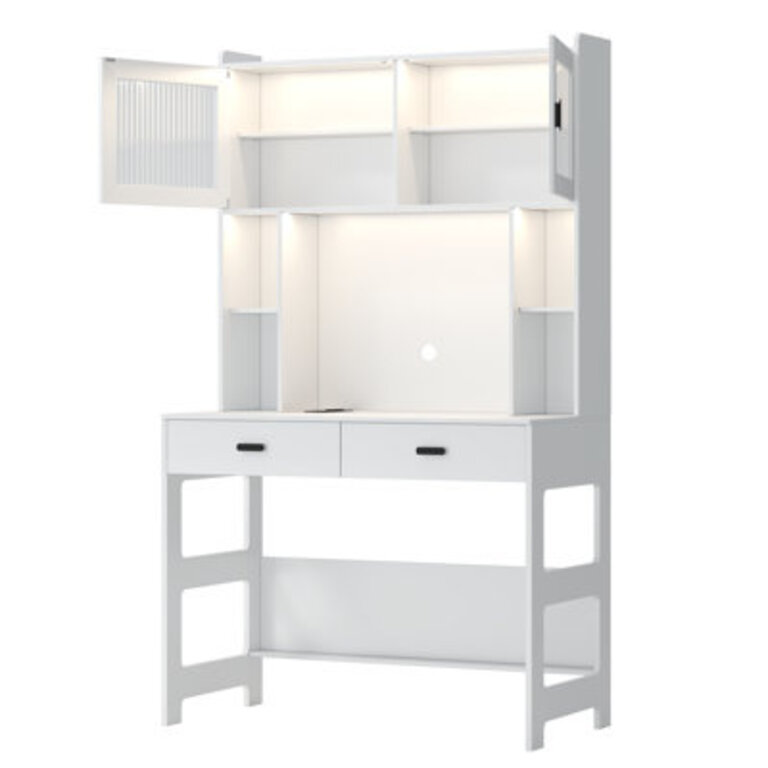 Shona 40 W Rectangle Computer Desk with Hutch and Cabinet