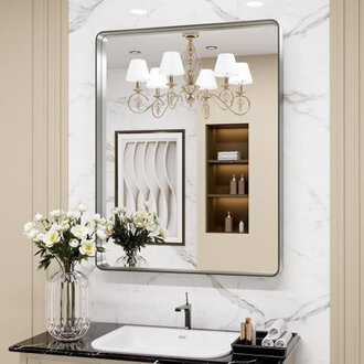 Corvetta Aluminum Framed Rectangle Bathroom Mirror Vanity Mirror with Tempered Glass
